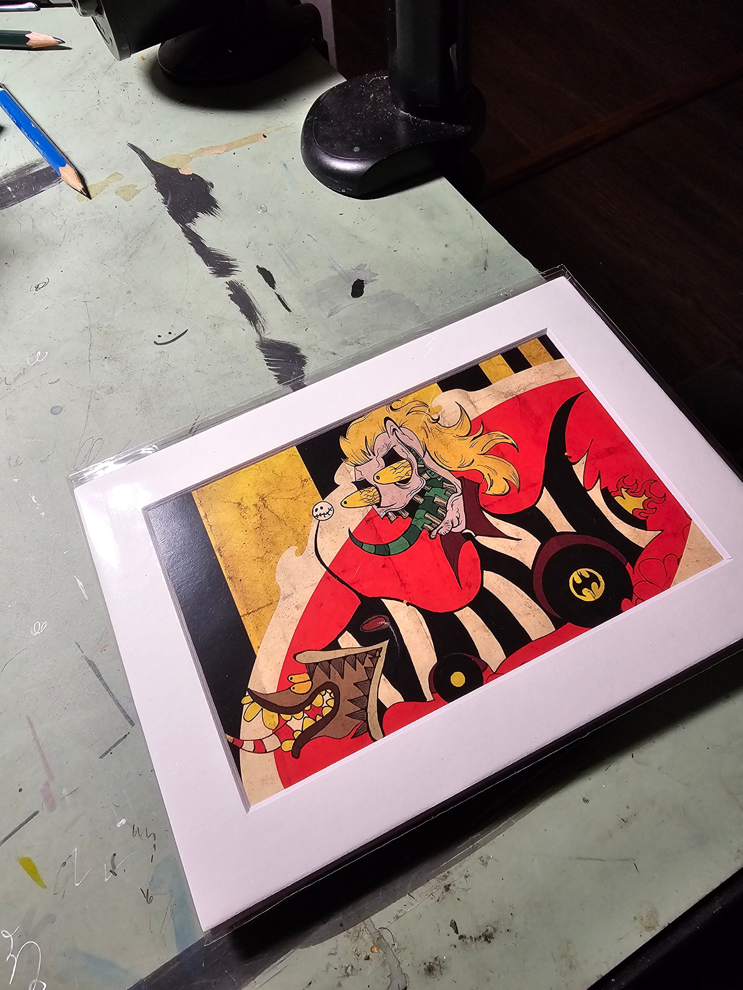 Car-Toons Beetlejuice Fink Inspired Racing Poster 5x7 Matted