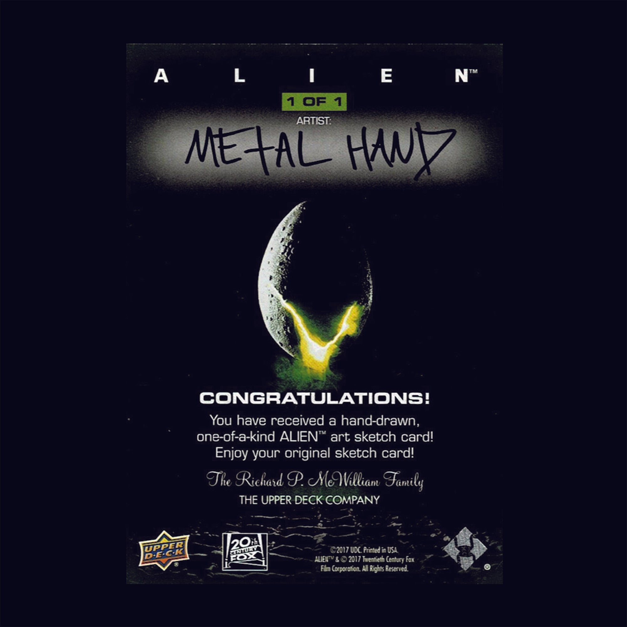 Alien Art Sketch Card by Upper Deck Ash ACEO ACT 2017