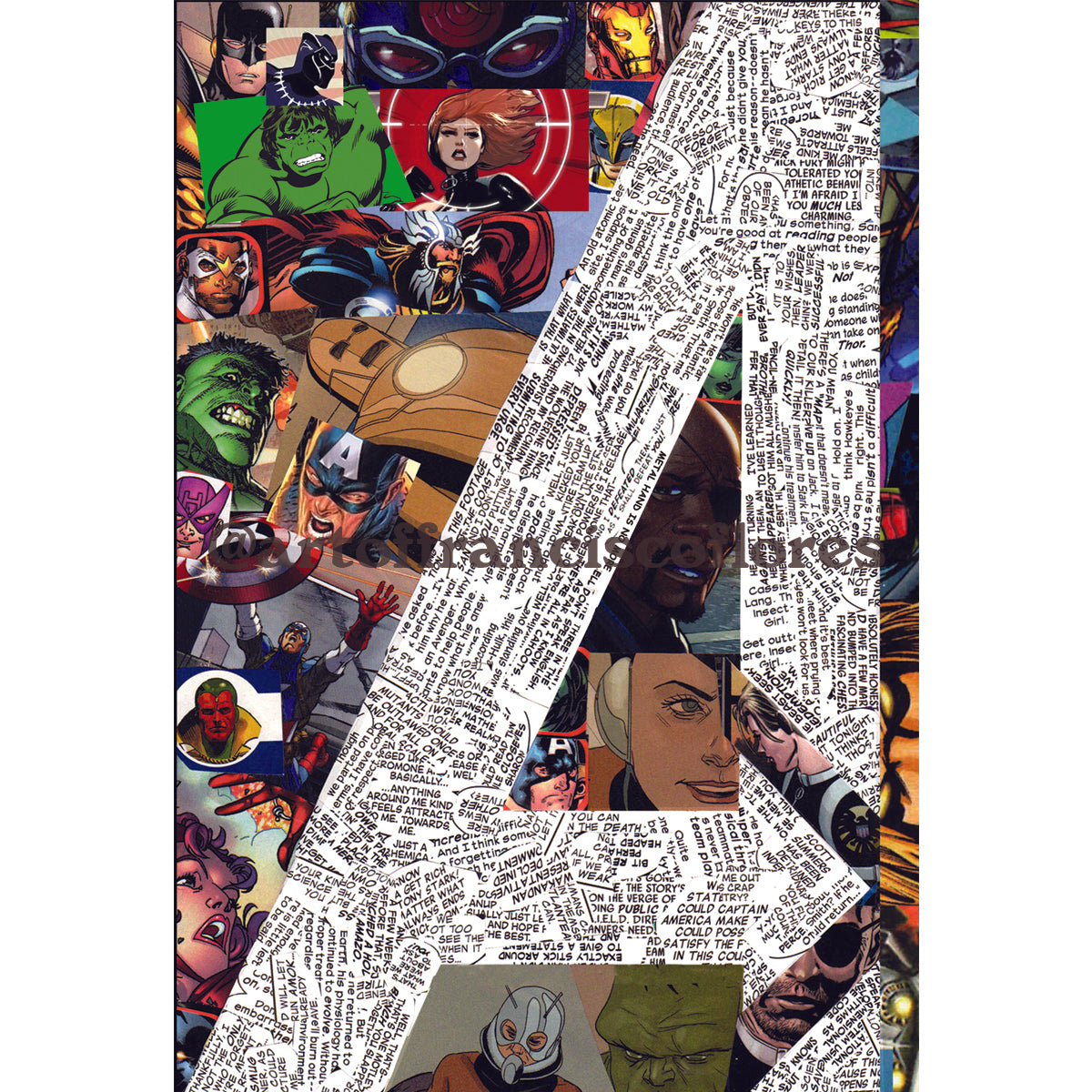 Avengers Word Balloon Comic Book Collage 4x6 Postcard