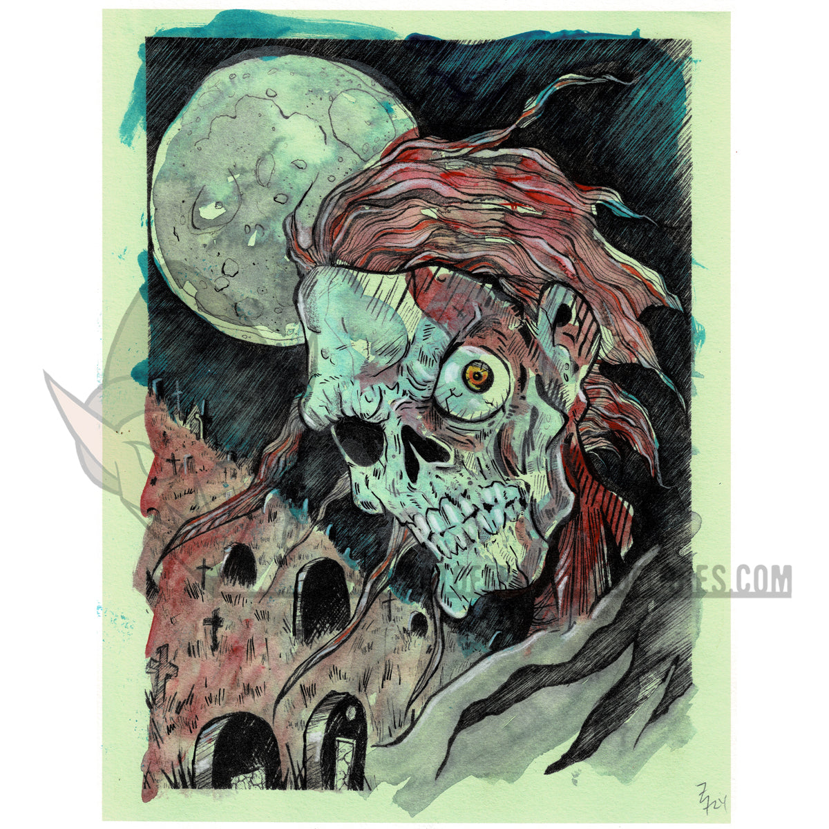 Bernie Wrightson Tribute 8 1/2 x 11 Velvet Art Print Hand Painted #1