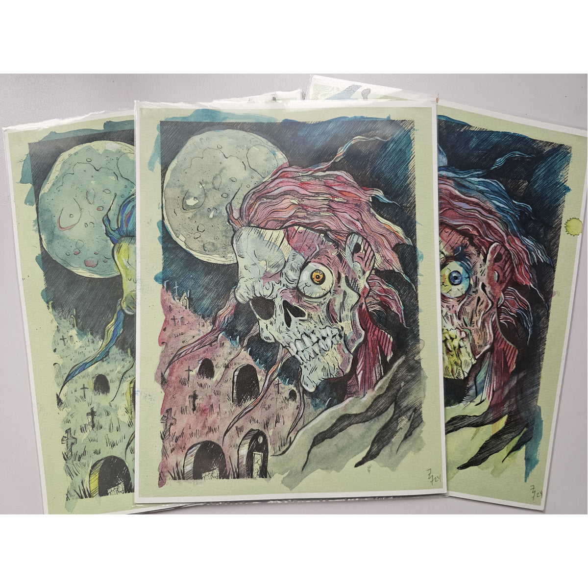 Bernie Wrightson Tribute 8 1/2 x 11 Velvet Art Print Hand Painted #1