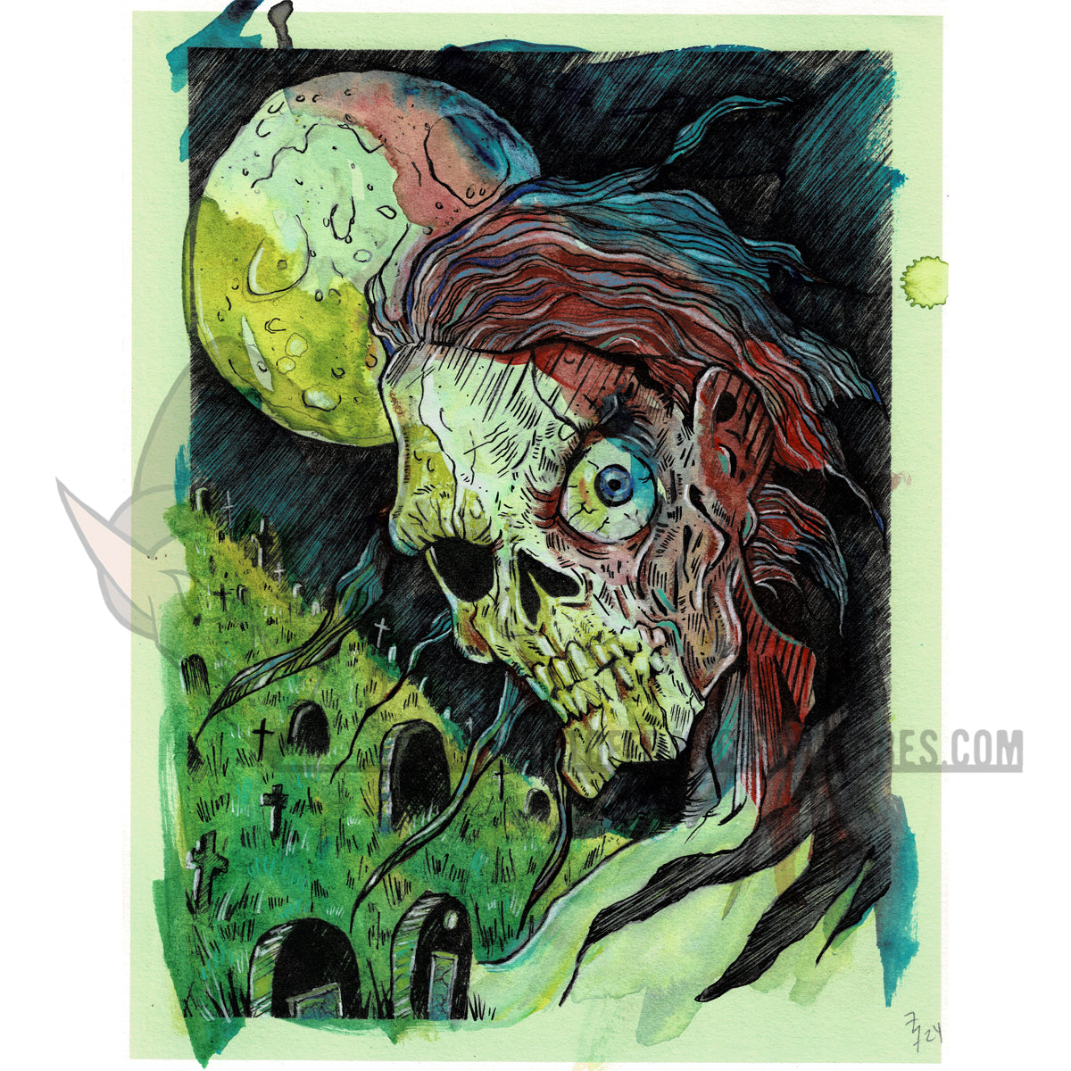 Bernie Wrightson Tribute 8 1/2 x 11 Velvet Art Print Hand Painted #2