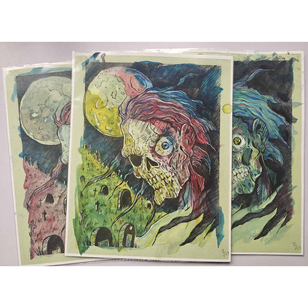 Bernie Wrightson Tribute 8 1/2 x 11 Velvet Art Print Hand Painted #2