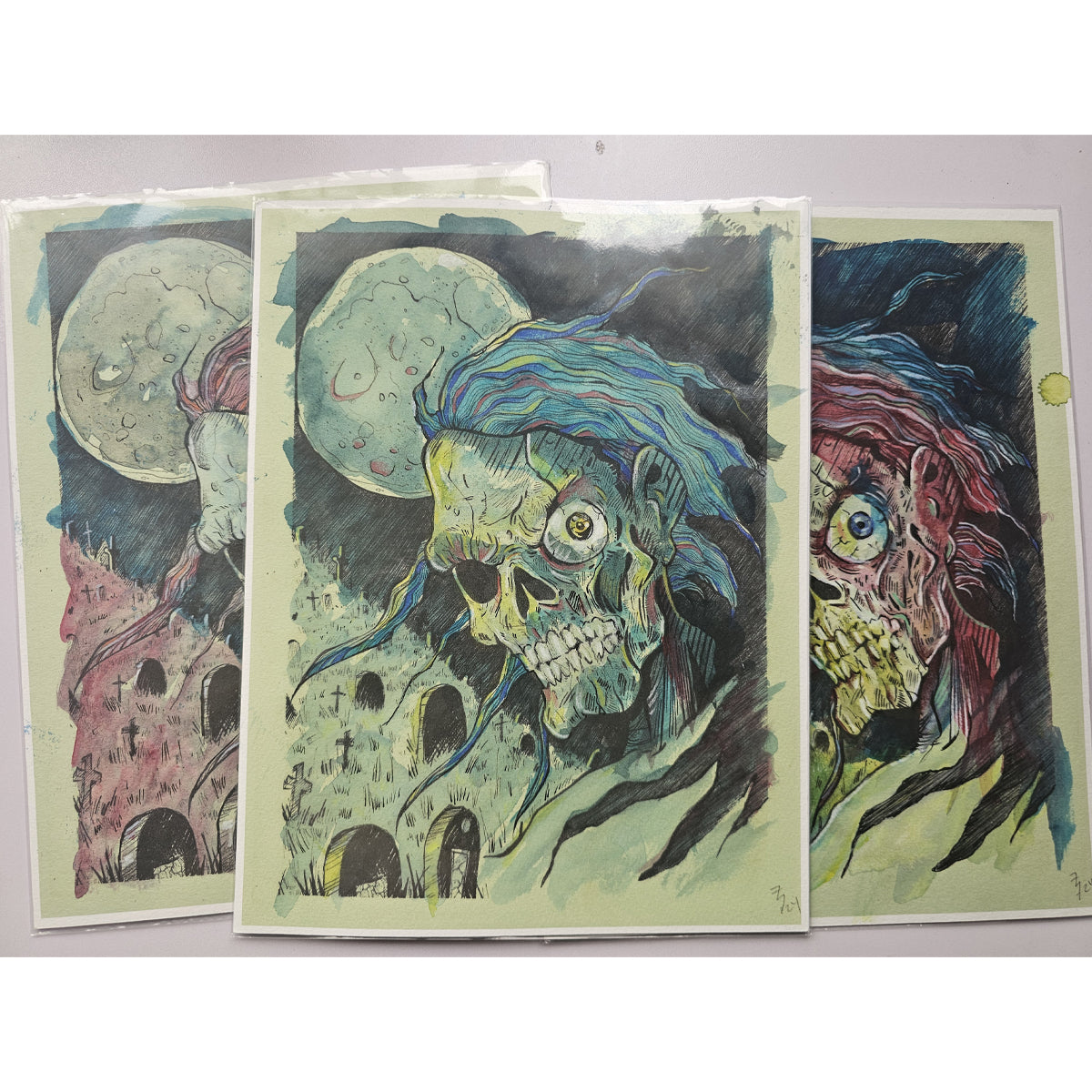 Bernie Wrightson Tribute 8 1/2 x 11 Velvet Art Print Hand Painted #3