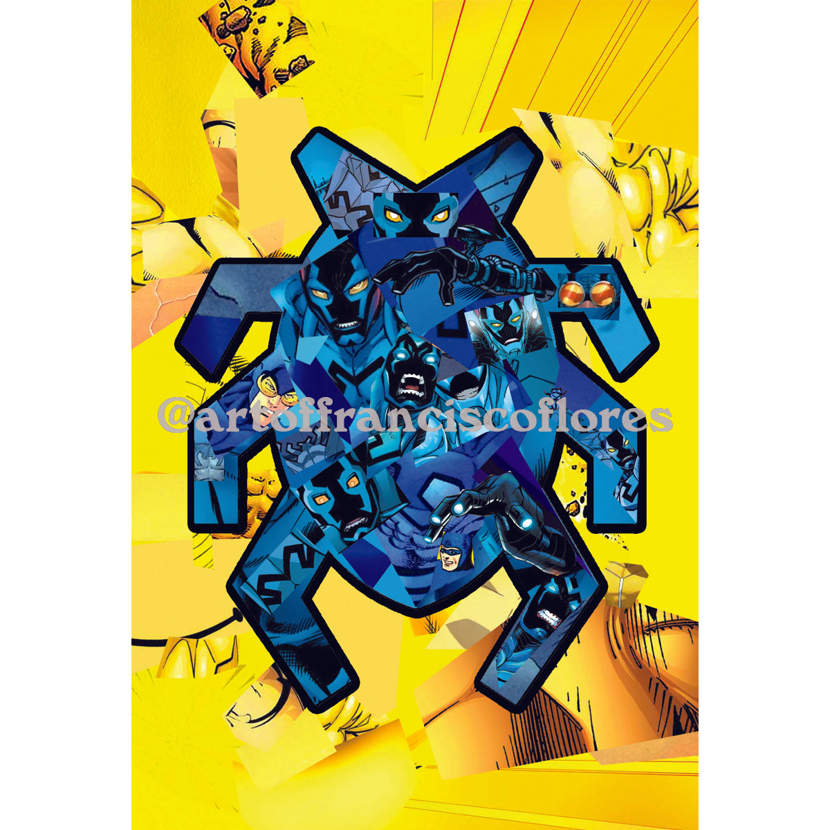 Blue Beetle Comic Book Collage 4x6 Postcard