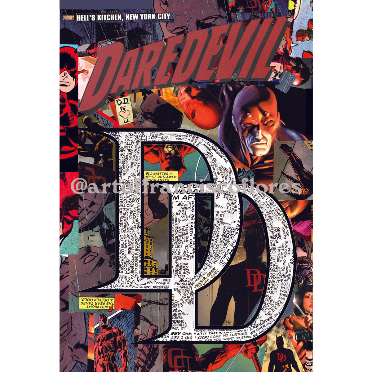 Daredevil Comic Book Collage 4x6 Postcard
