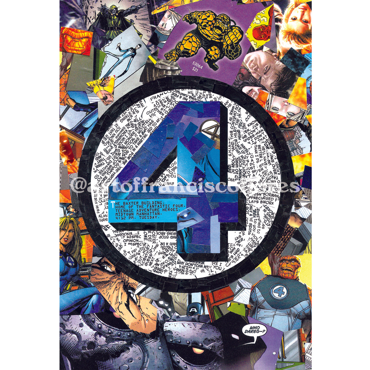 Fantastic Four Comic Book Collage 4x6 Postcard